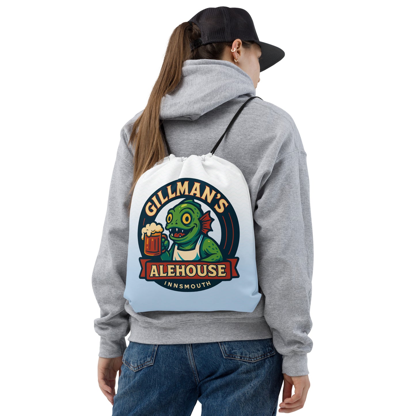 Gillman’s Alehouse – Innsmouth’s Friendliest Taproom Drawstring bag