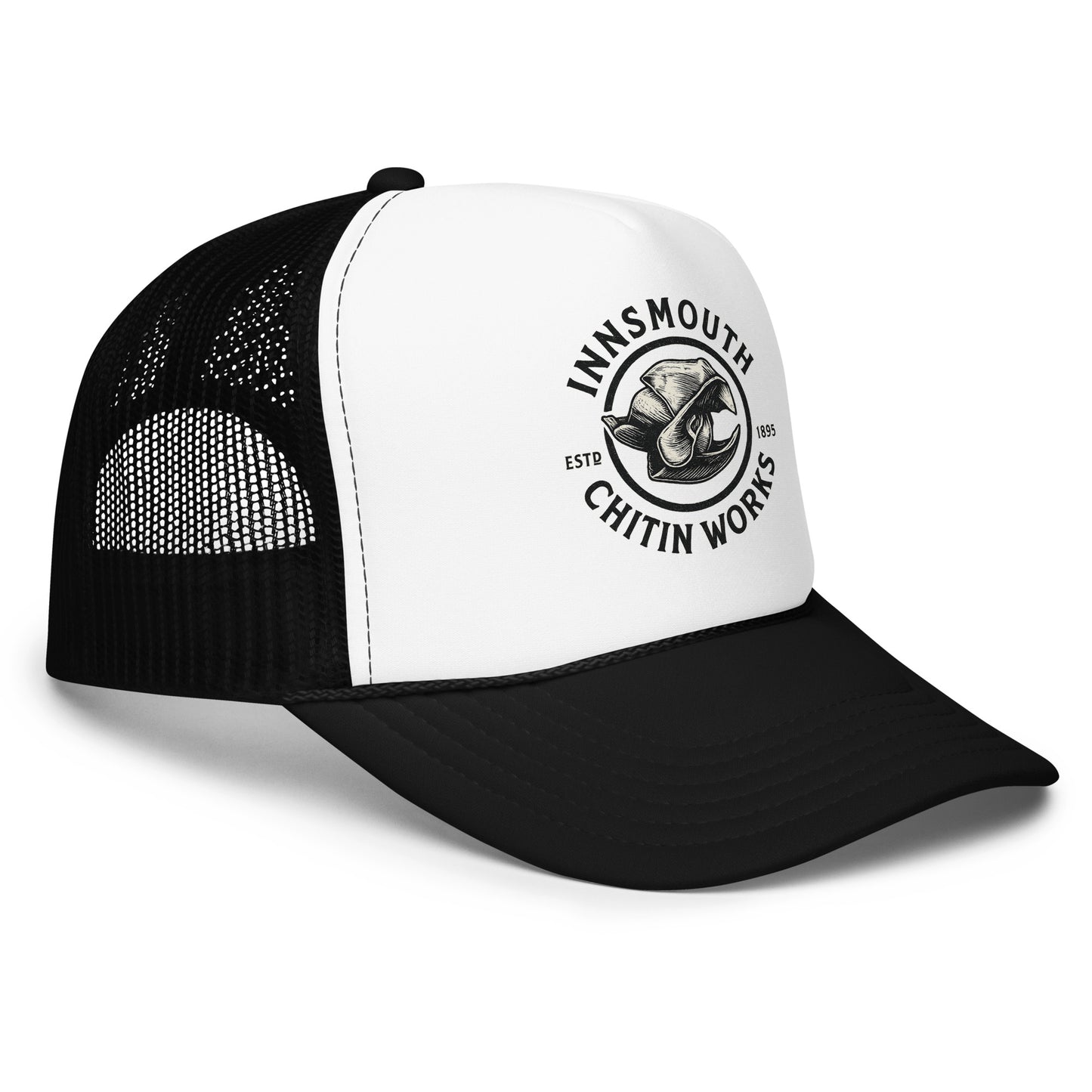 Innsmouth Chitin Works – Vintage Monochrome Logo Foam trucker hat