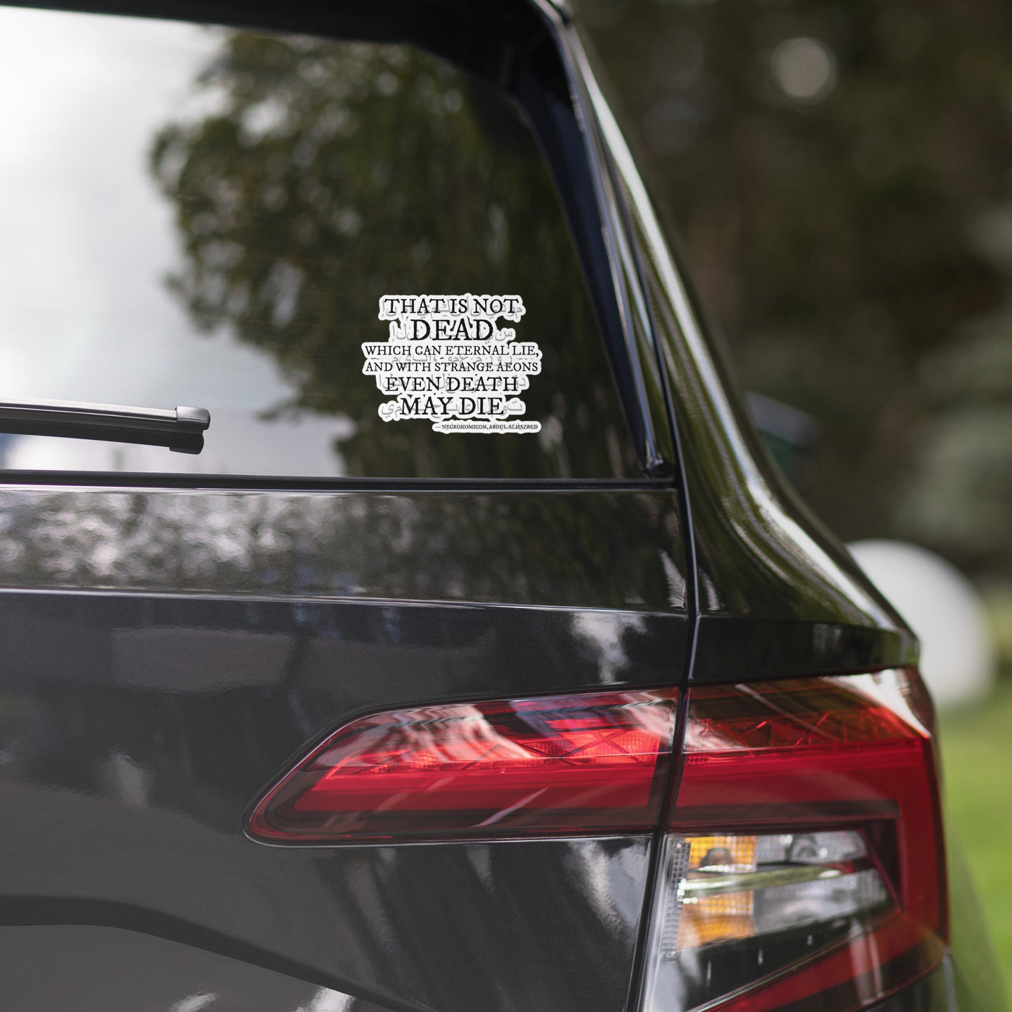 The Necronomicon Verse in Arabic & English Bubble-free stickers
