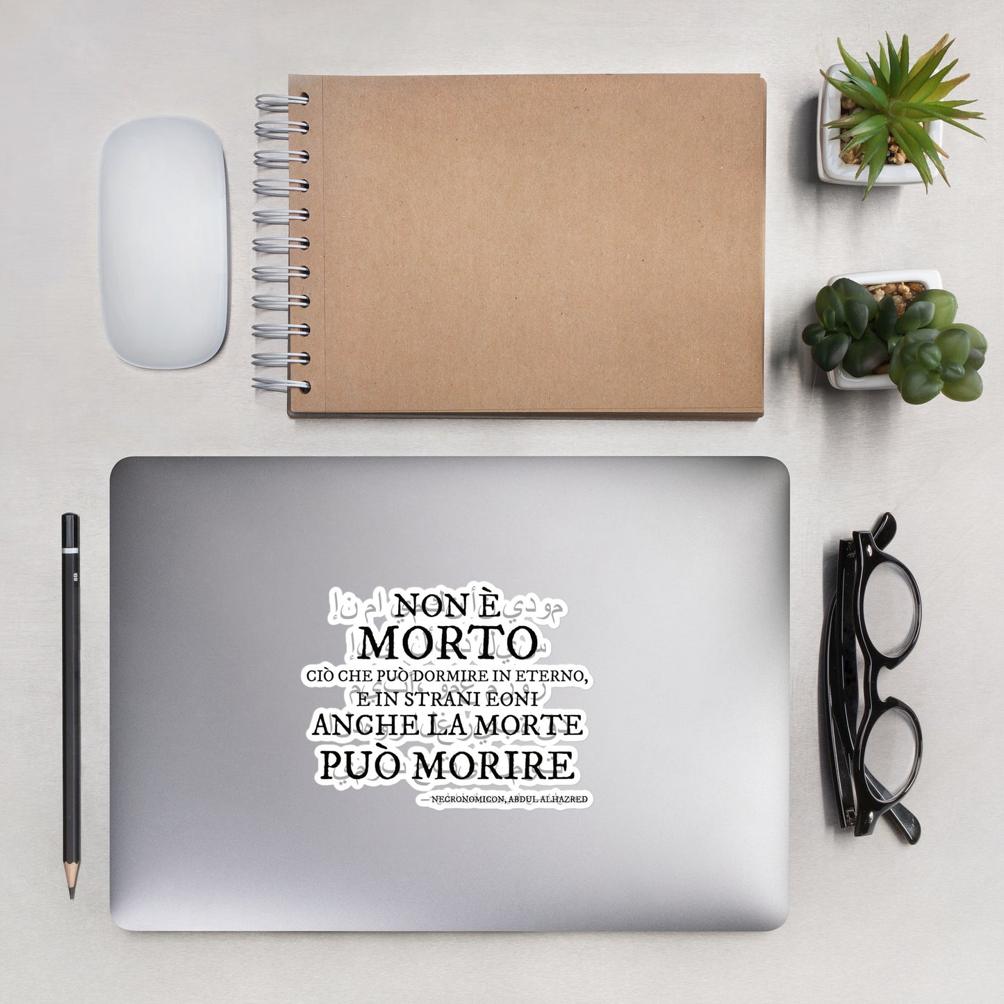 «Non è morto…» – Il verso del Necronomicon in arabo e italiano Adesivi con applicazione senza bolle