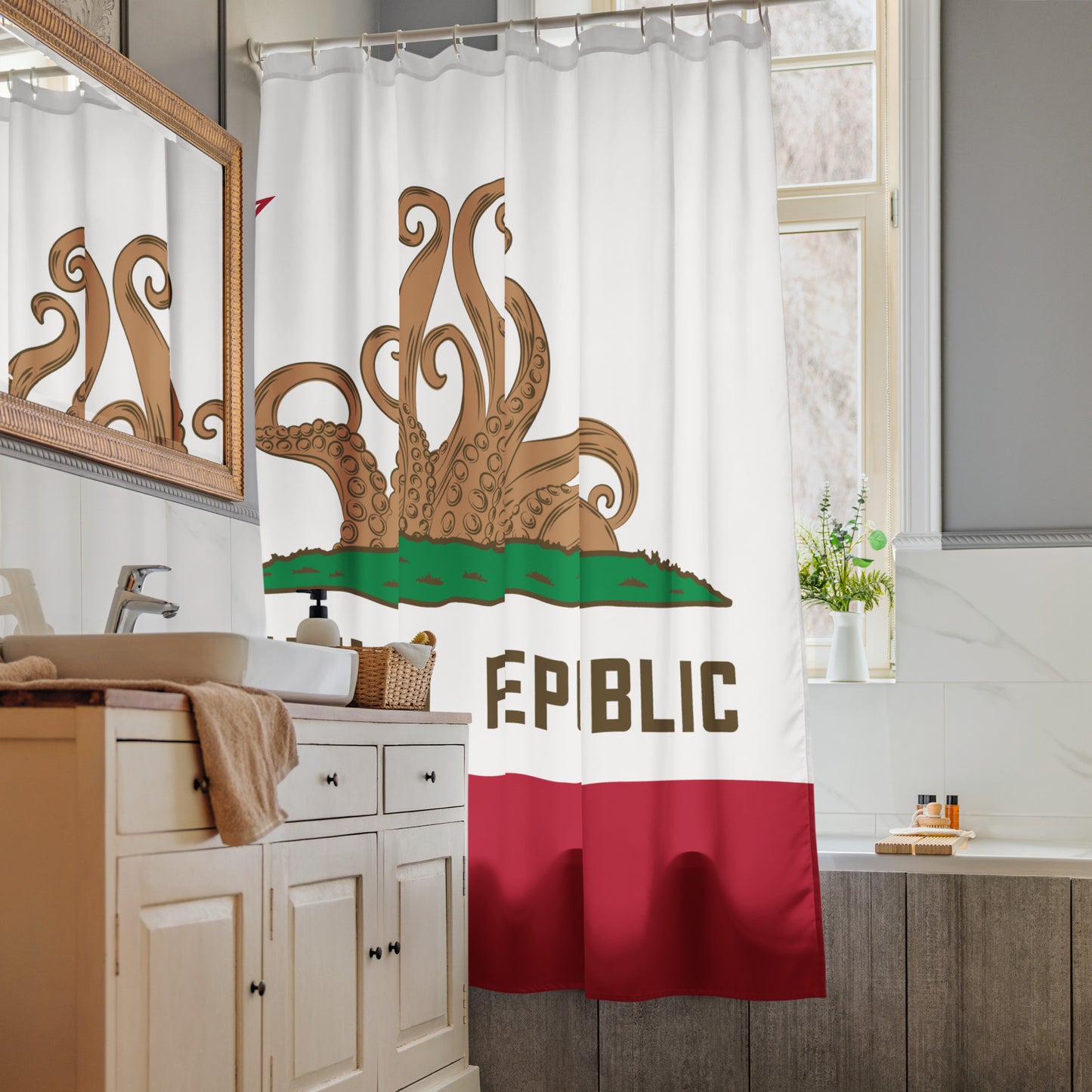 Cthulhu Republic California Flag Lovecraft Shower curtain