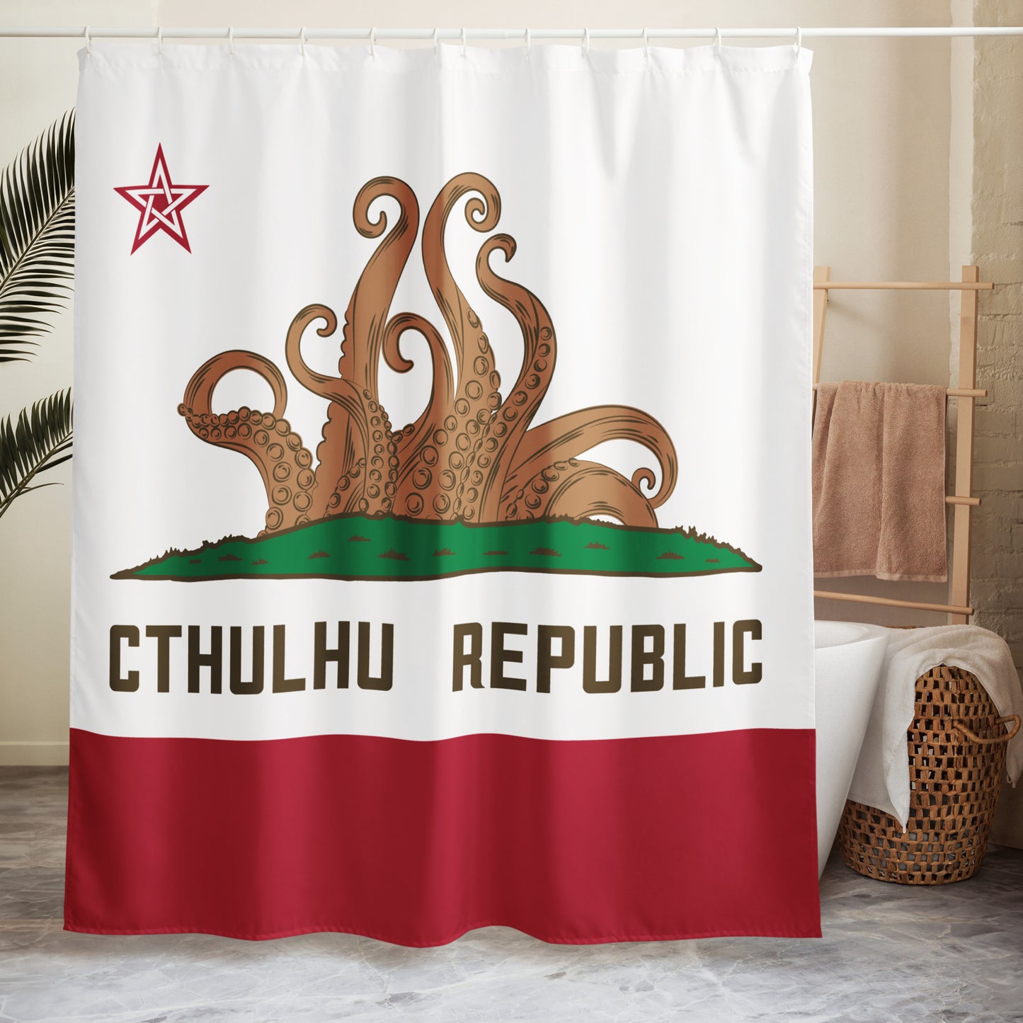 Cthulhu Republic California Flag Lovecraft Shower curtain