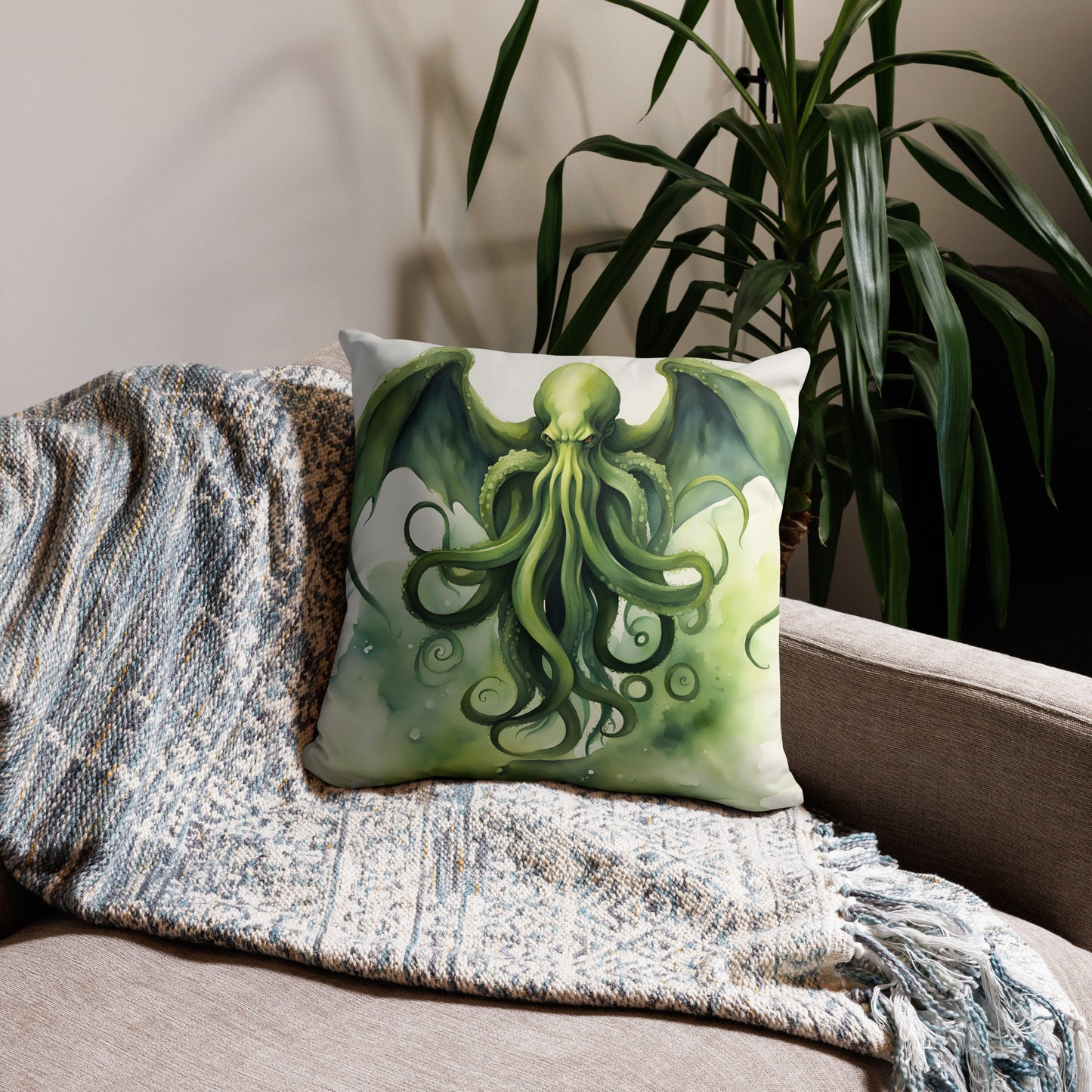 Cthulhu Watercolor Painting Pillow Case