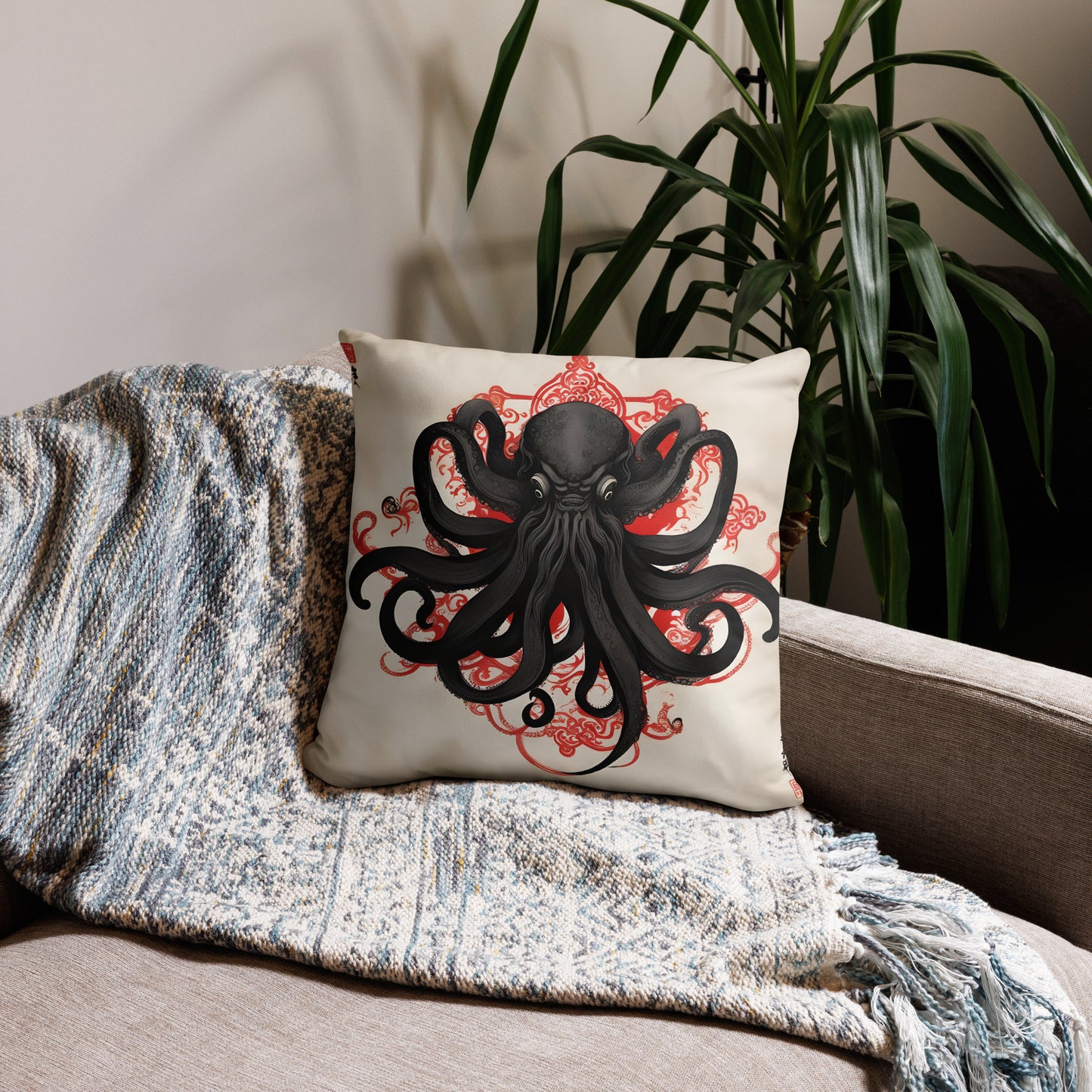 Cthulhu Asian Ink Painting Pillow Case