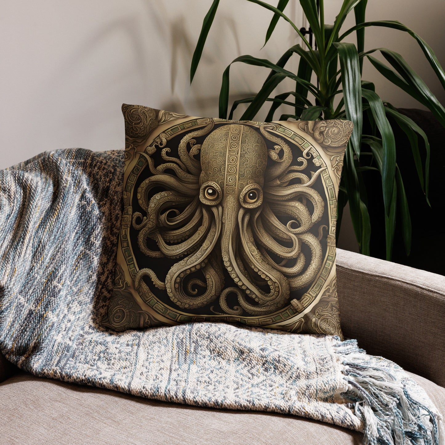 Cthulhu Mesoamerican Codex Pillow Case