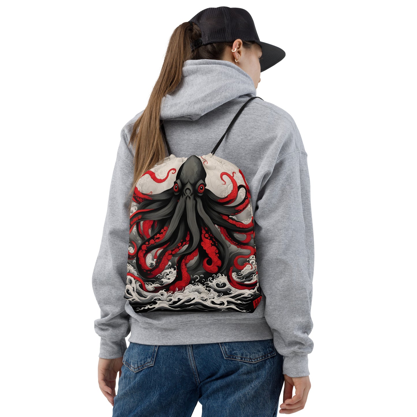 Cthulhu Asian Ink Painting Drawstring bag