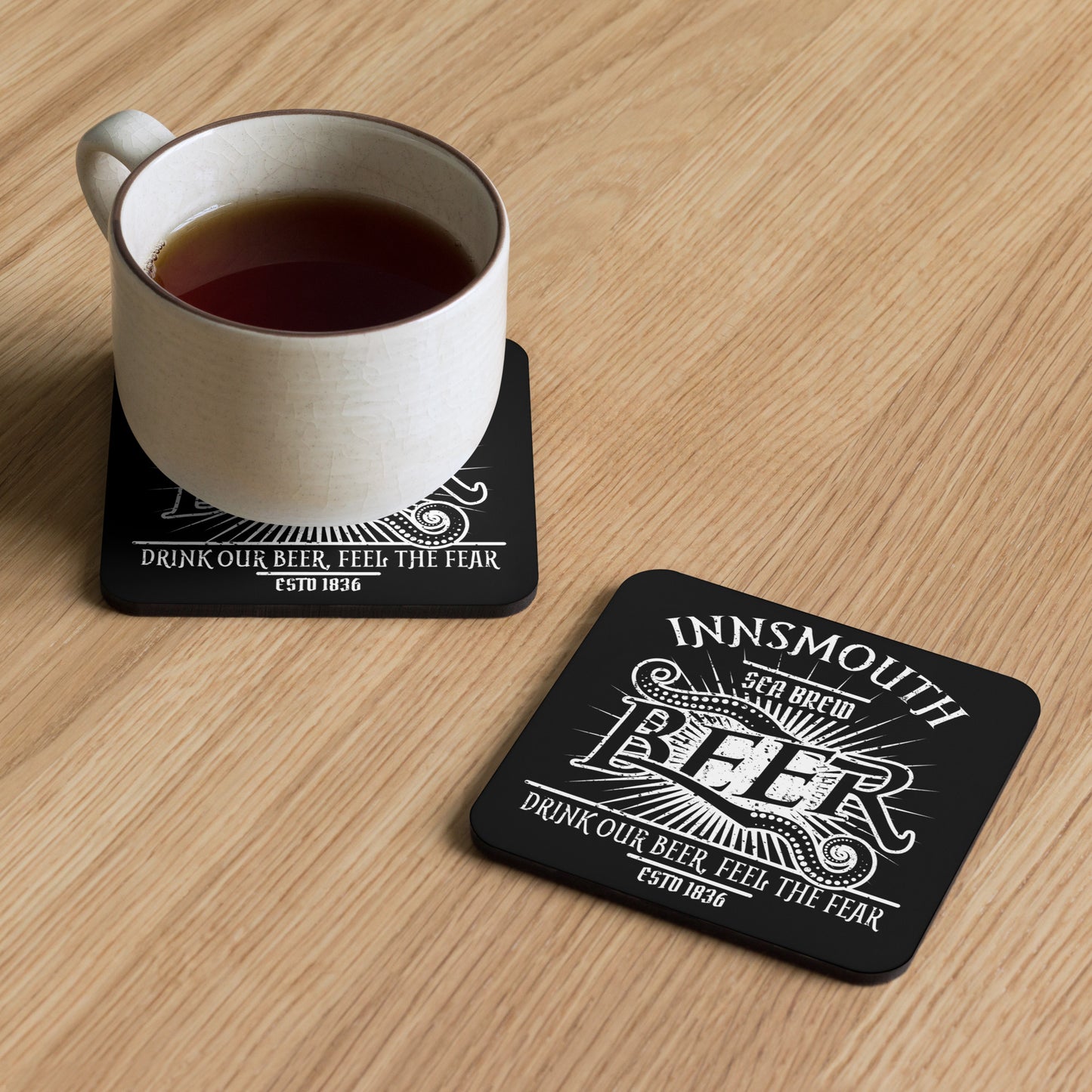 Innsmouth Beer Label Lovecraft Cork-back coaster