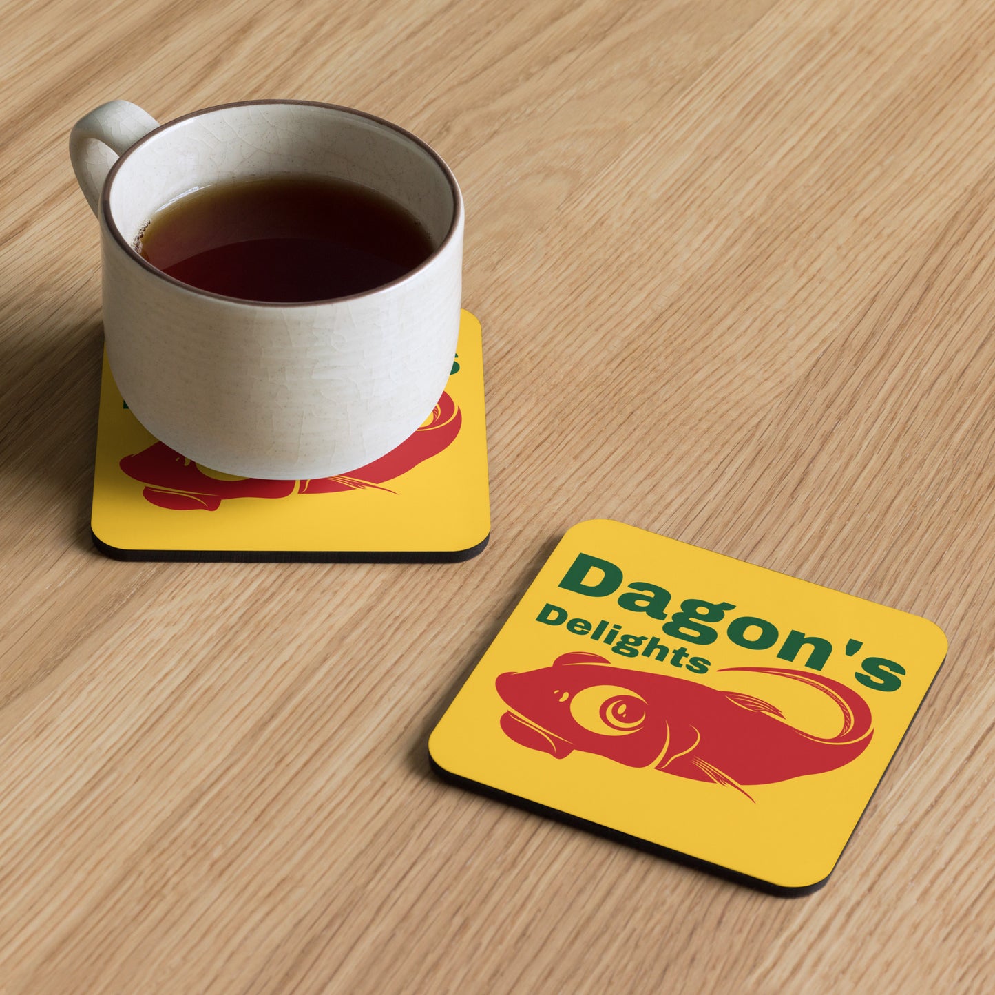 Dagon's Delights Seafood Cork-back coaster