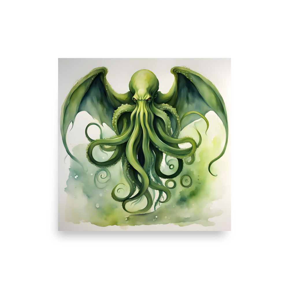 Cthulhu Watercolor Painting Poster