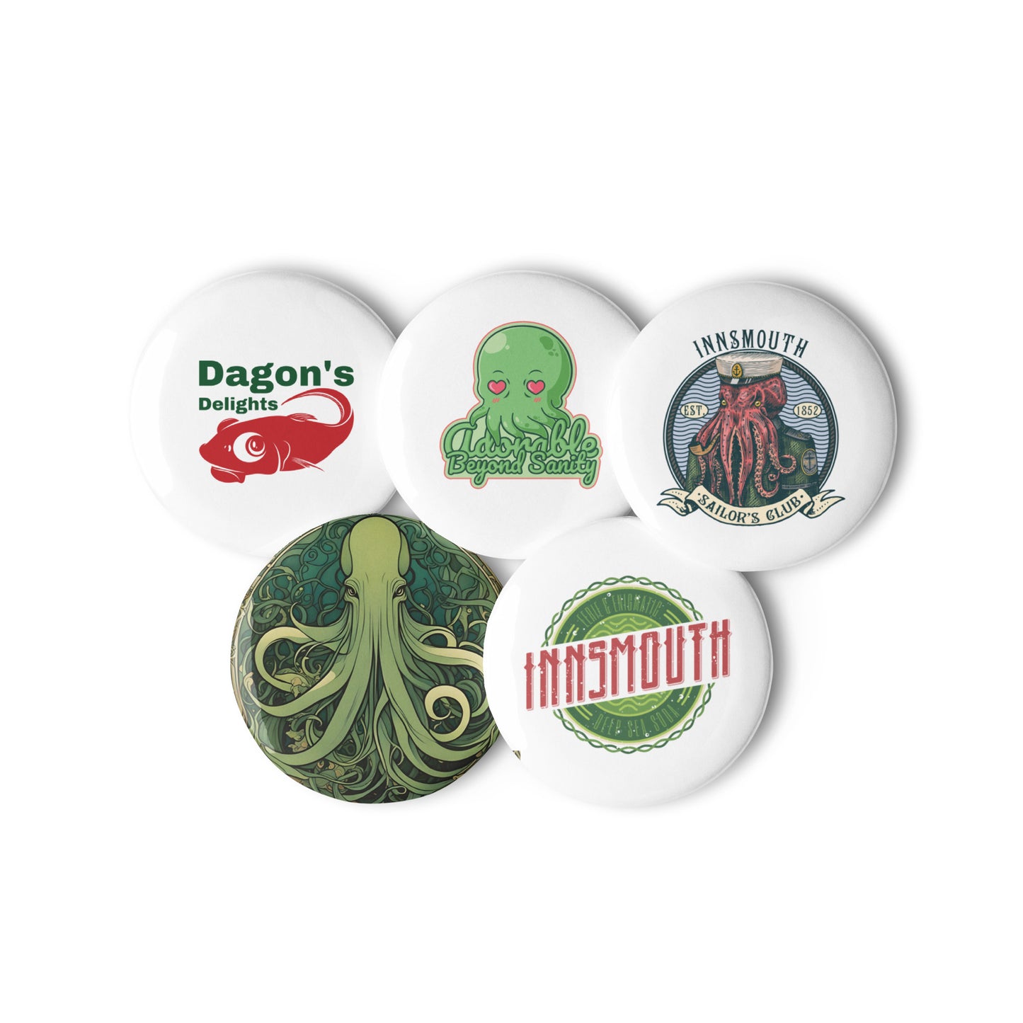 Lovecraft Innsmouth Cthulhu Set of pin buttons