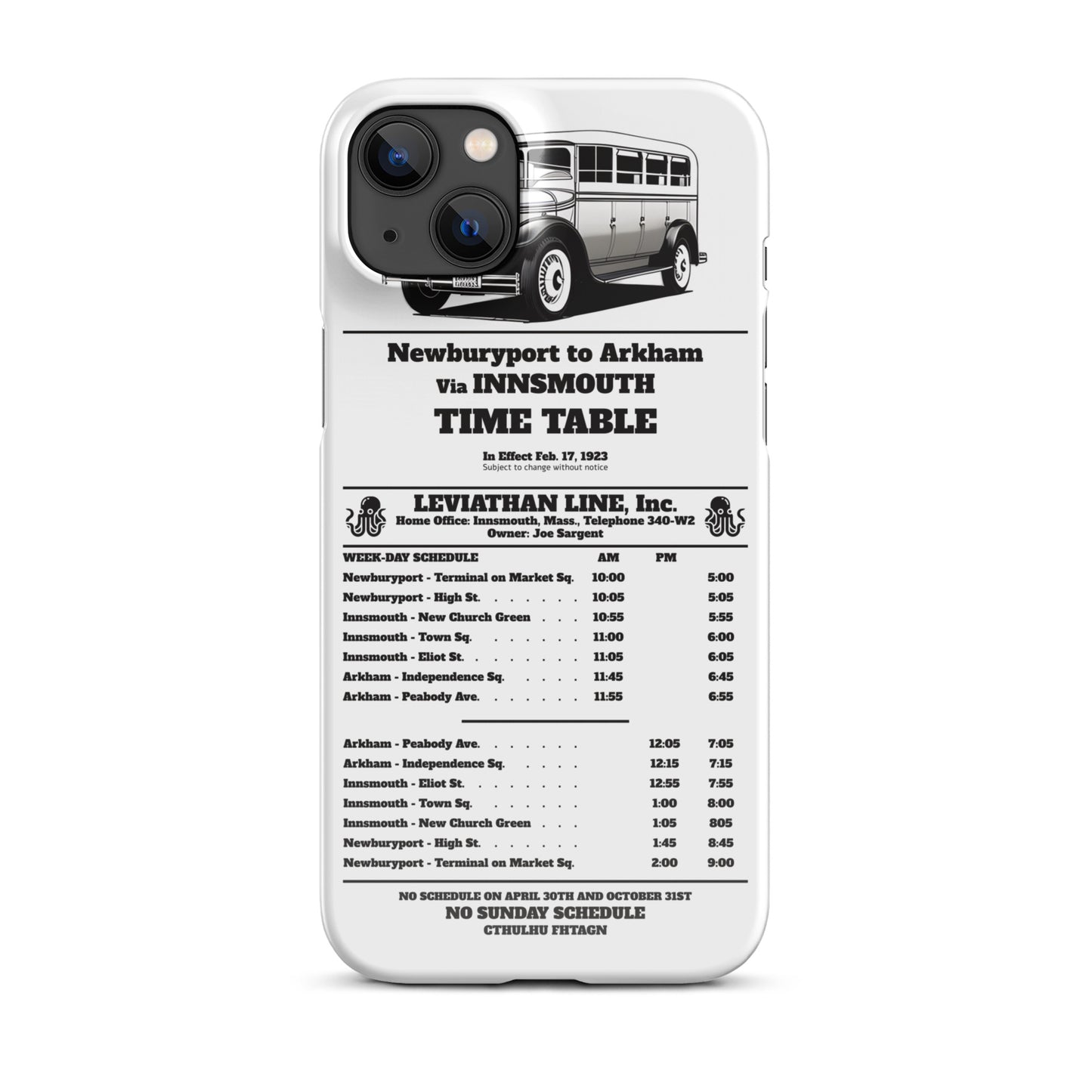 Horario de autobuses de Innsmouth Joe Sargent Funda Snap para iPhone®