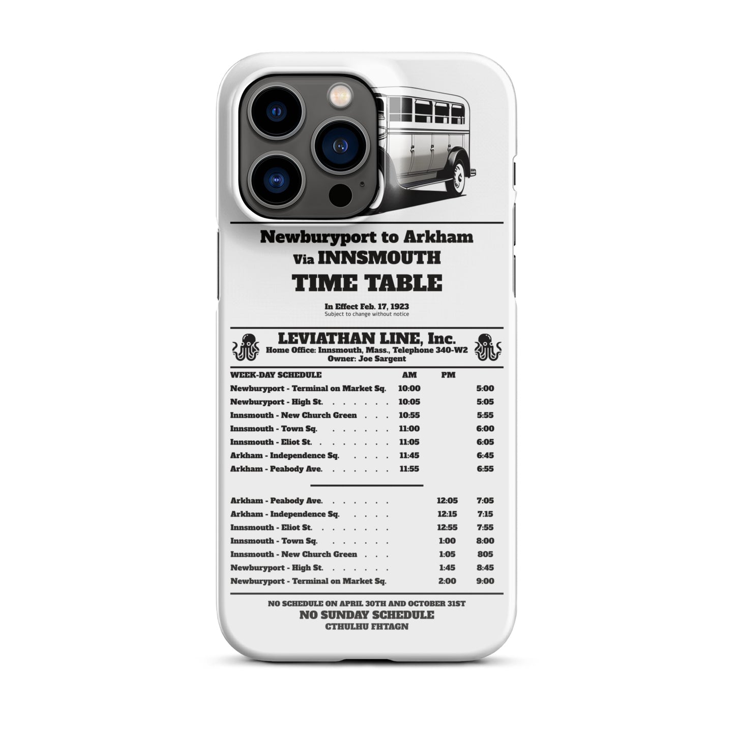 Horario de autobuses de Innsmouth Joe Sargent Funda Snap para iPhone®