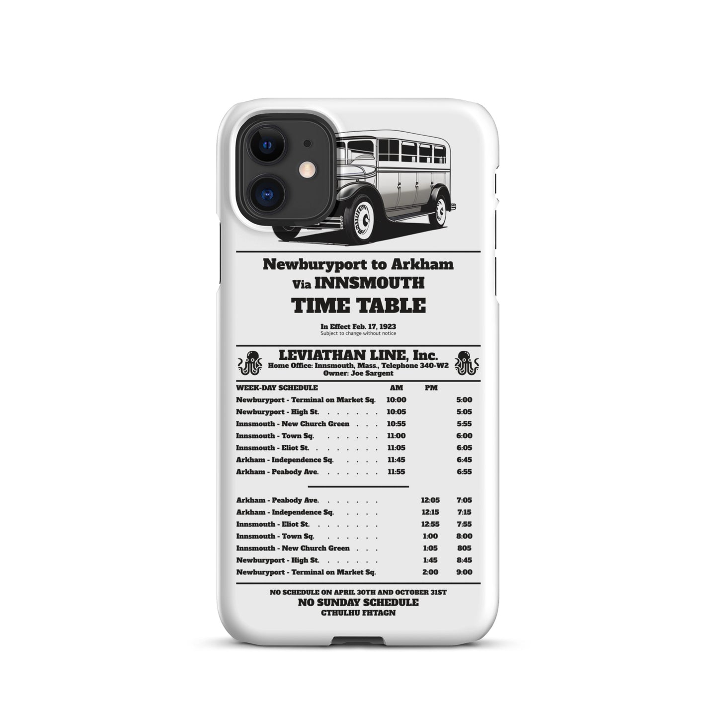 Horario de autobuses de Innsmouth Joe Sargent Funda Snap para iPhone®