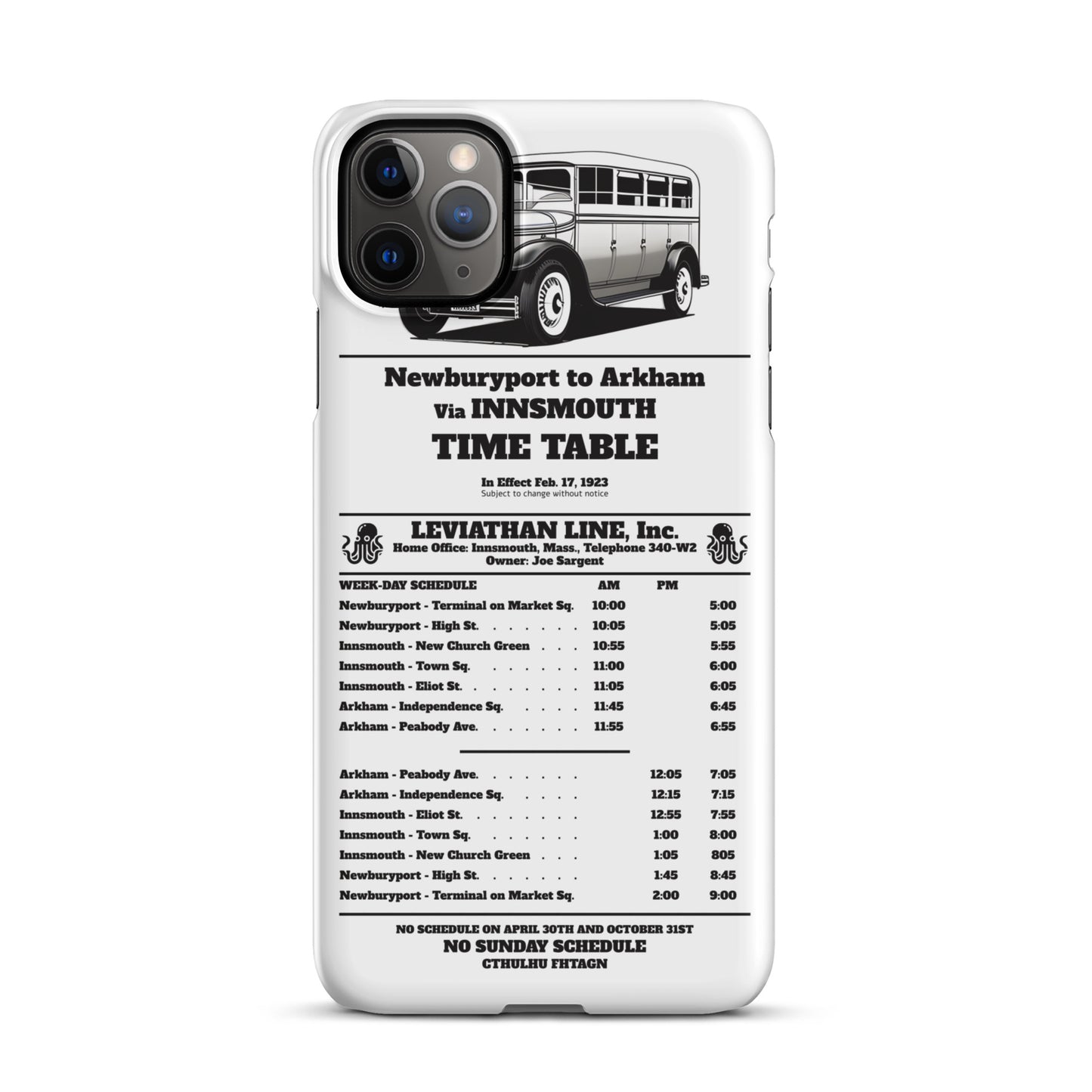 Horario de autobuses de Innsmouth Joe Sargent Funda Snap para iPhone®