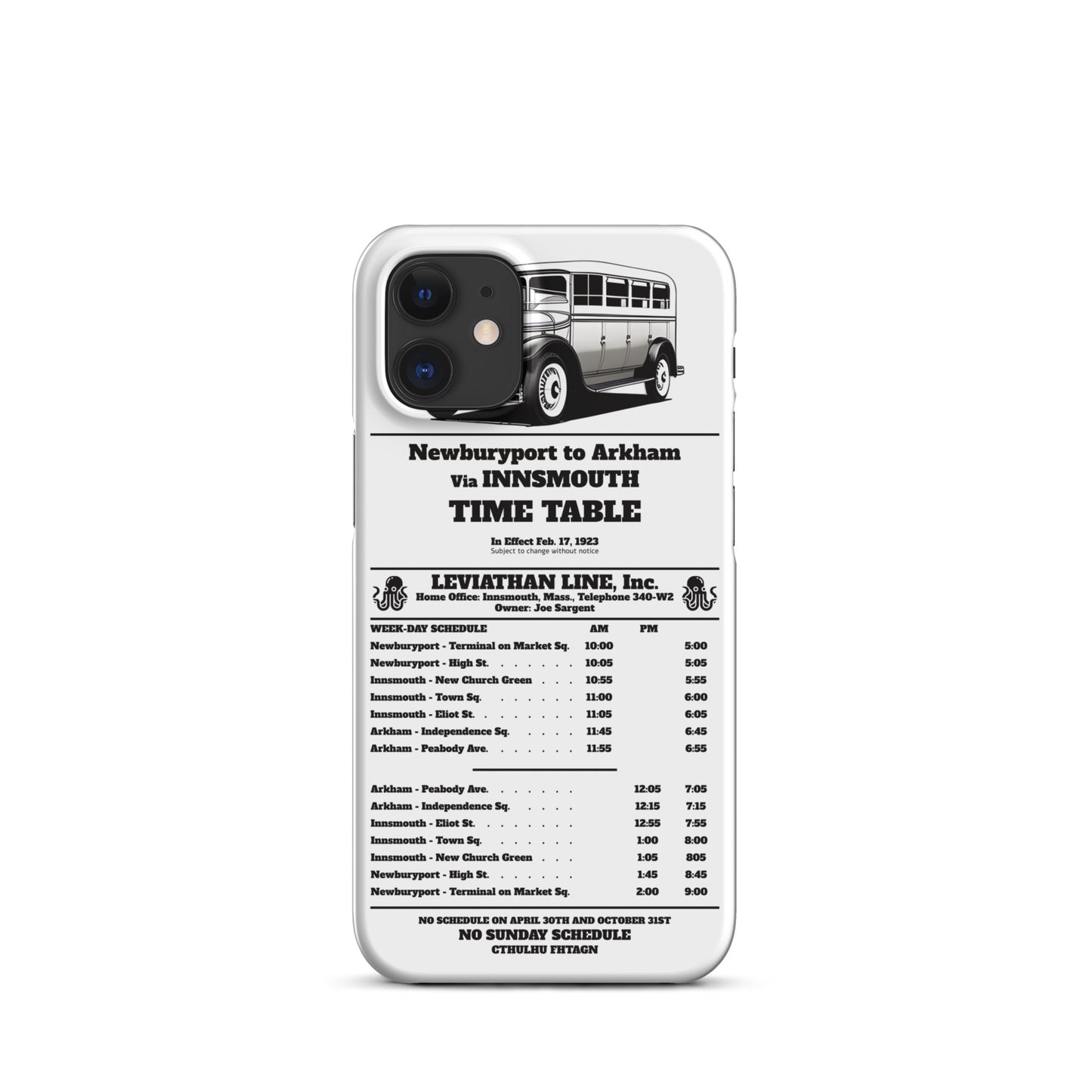 Innsmouth Bus Schedule Joe Sargent Snap case for iPhone®