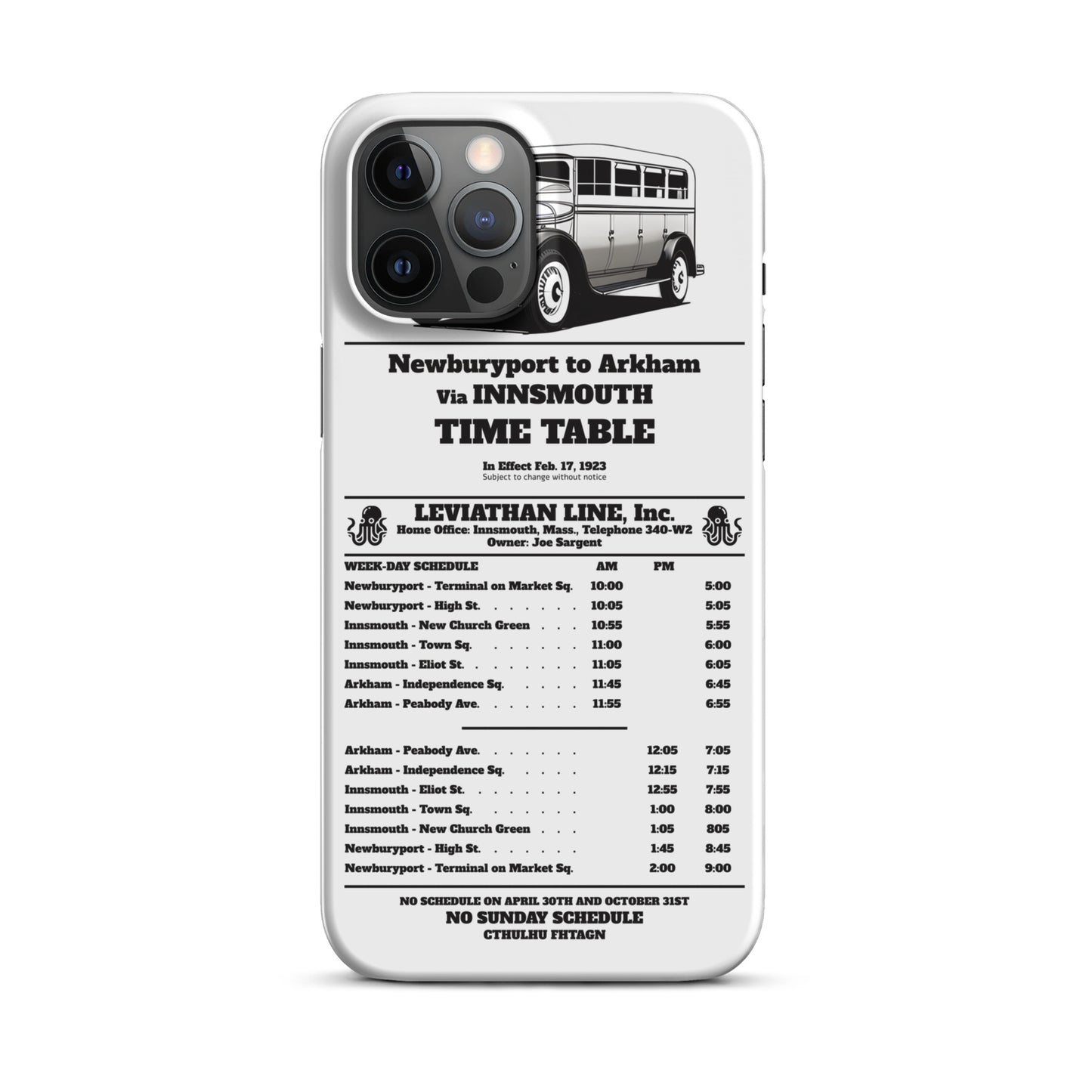 Innsmouth Bus Schedule Joe Sargent Snap case for iPhone®