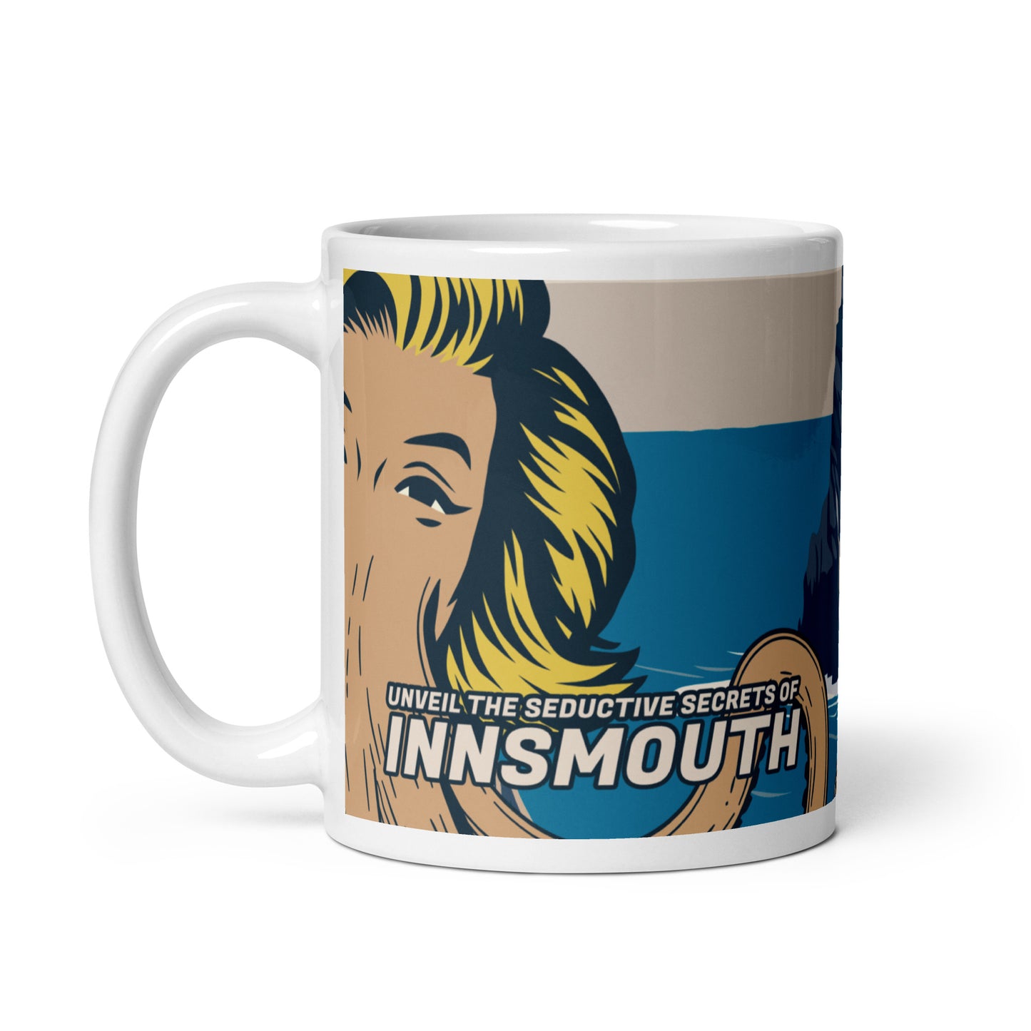 Innsmouth Woman Cthulhu Travel White glossy mug