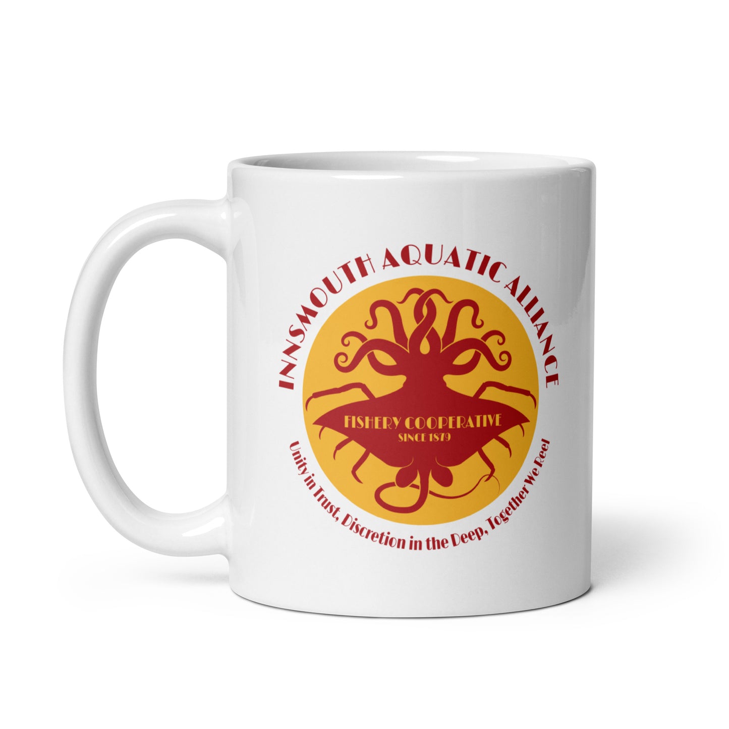 Innsmouth Aquatic Alliance Fishery Union White glossy mug