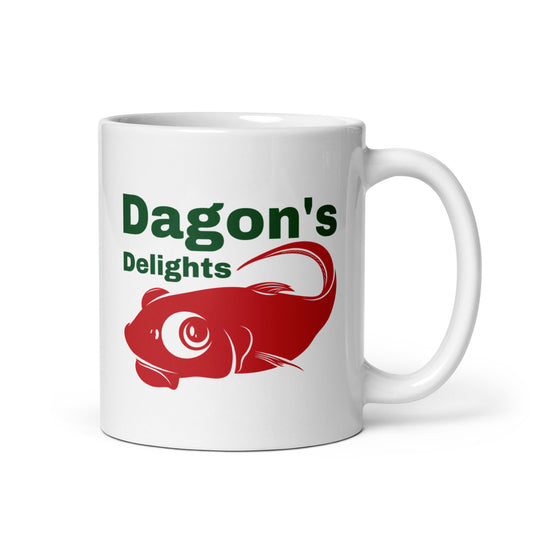 Dagon's Delights Seafood Taza blanca brillante