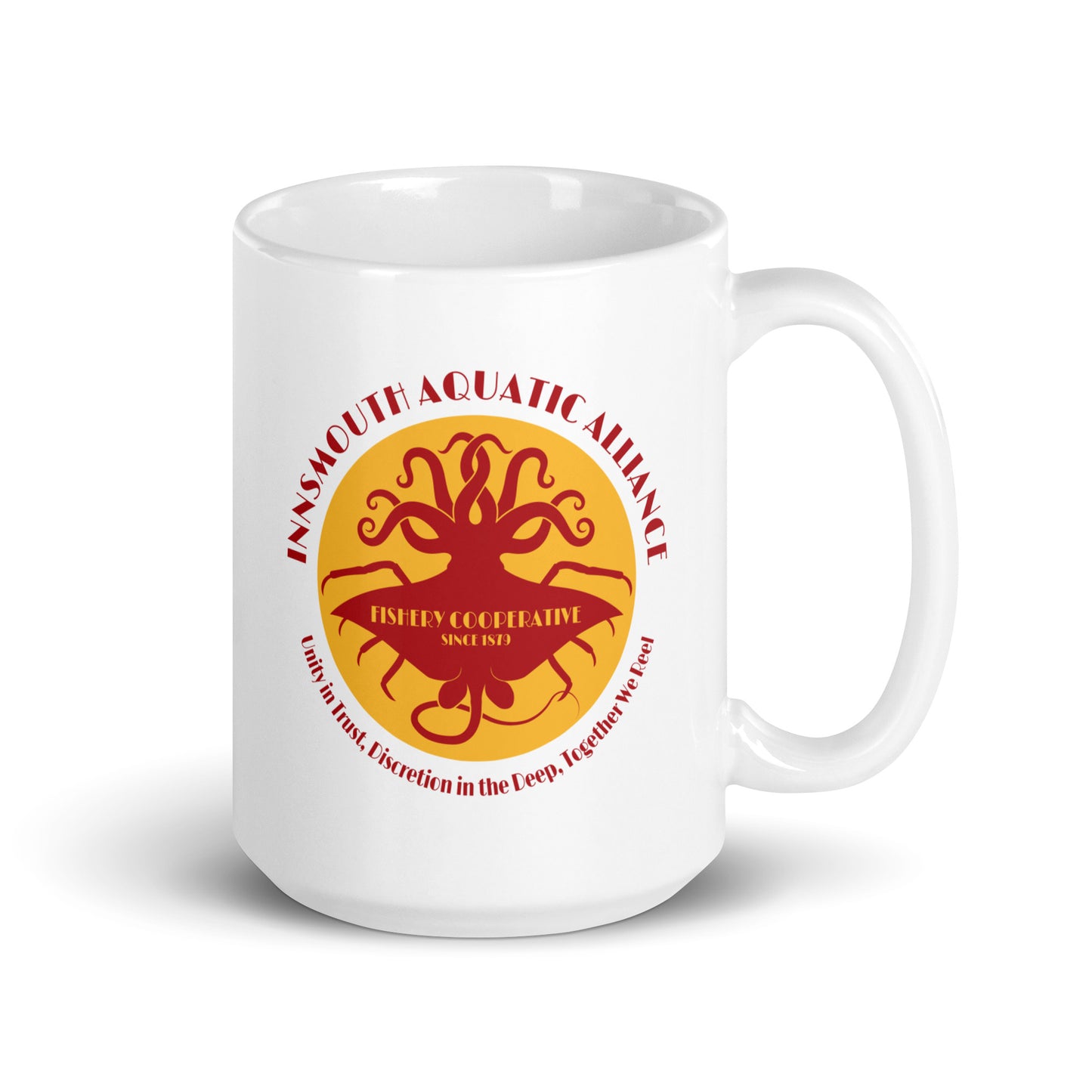 Innsmouth Aquatic Alliance Fishery Union White glossy mug