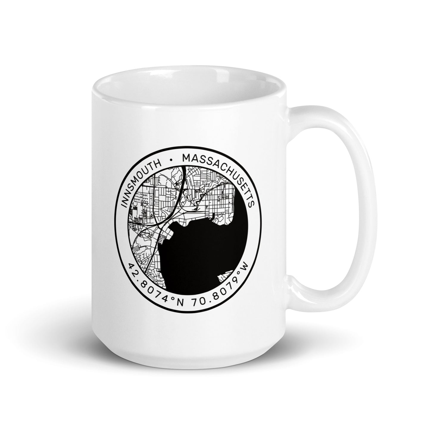 Innsmouth City Map Lovecraft Tasse blanche brillante